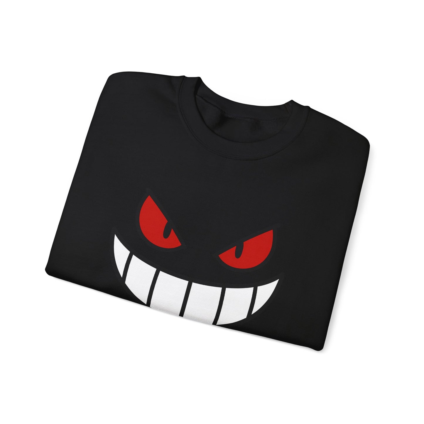 Evil Grin Sweatshirt, Creepy Skull Face Crewneck, Spooky Halloween Pullover, Dark Grinning Ghost Tee, Unisex Scary Smile Sweatshirt