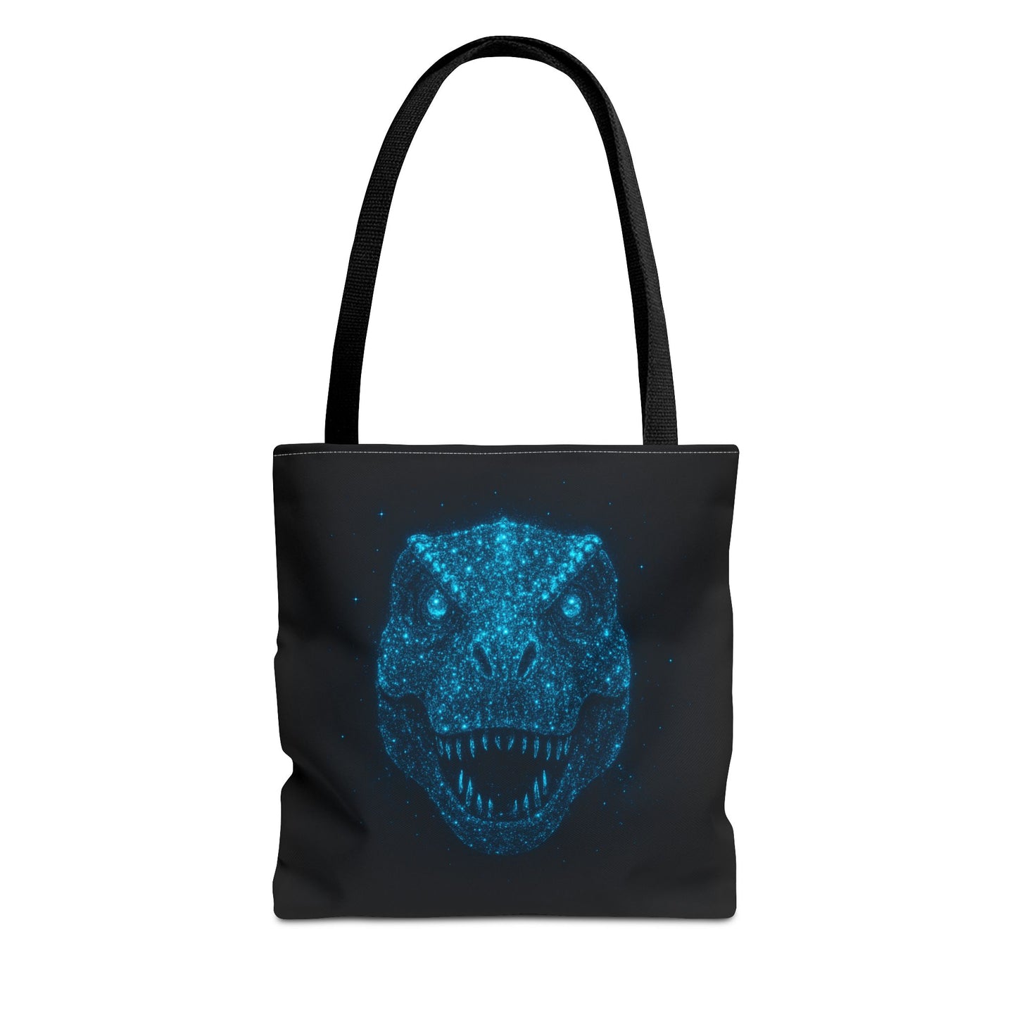 Bioluminescent Dino Tote Bag | Retro T-Rex Galaxy Canvas Shopper - Eco AOP Tote, Ocean Glow Dinosaur Art, Gift for Paleontology Fans