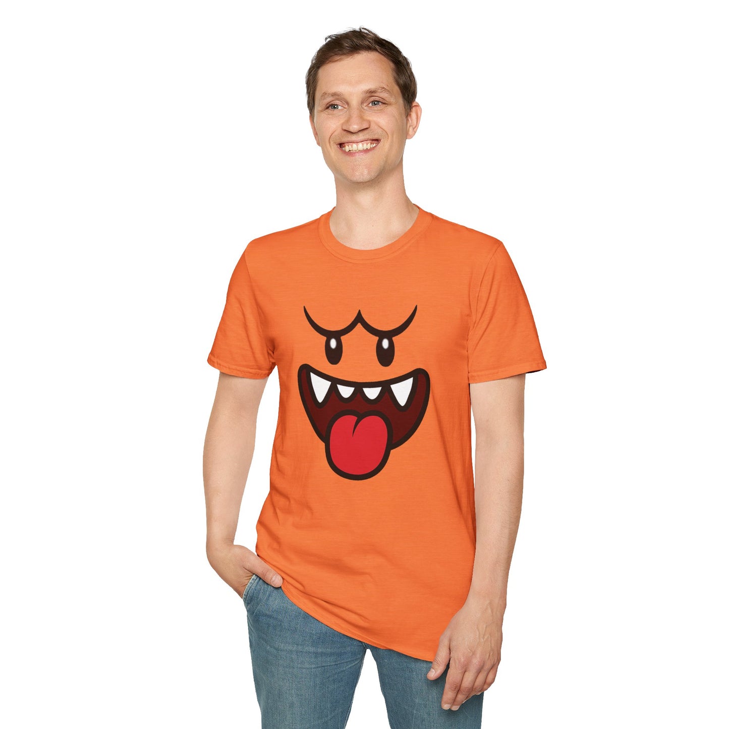 Ghost Face Graphic T-Shirt – Funny Spooky Cute Retro Halloween Tee, Y2K Nostalgia Bold Design, Soft Cotton, Fall Gift Shirt