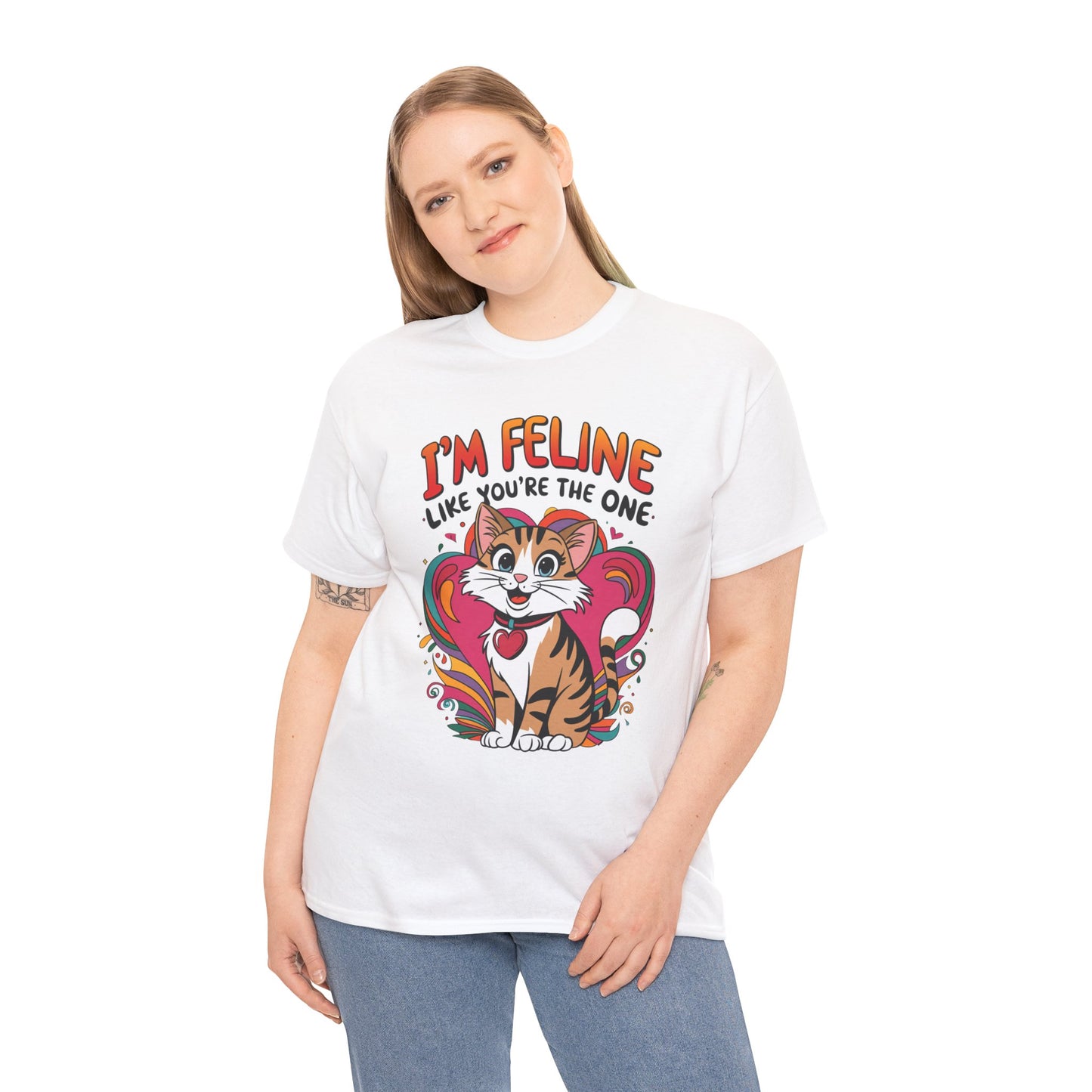 Valentines Cat Tee - Unisex Heavy Cotton