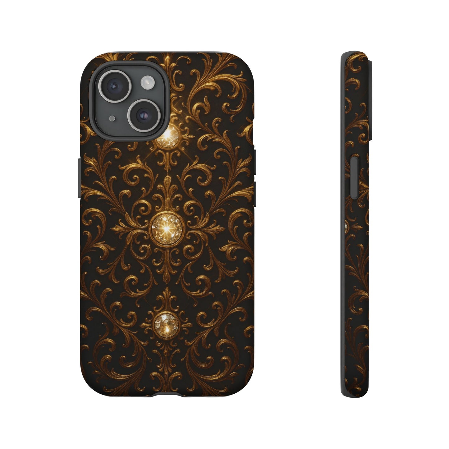 Baroque iPhone Case β Elegant Gold Floral Scroll Design for iPhone 16, 15, 14, 13, Pro Max & More