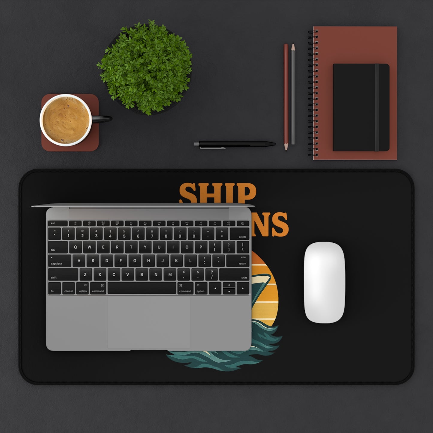 Desk Mat - Ship Happens Cruise Ship Sunset Mouse Pad Gift for Travel Lovers Cruise Accessory Nautical Decor