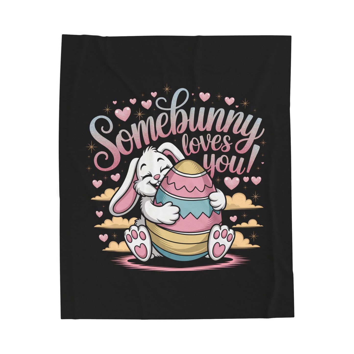 Plush Blanket Easter Bunny 'Somebunny Loves You' Easter Blanket Easter Throw Decor
