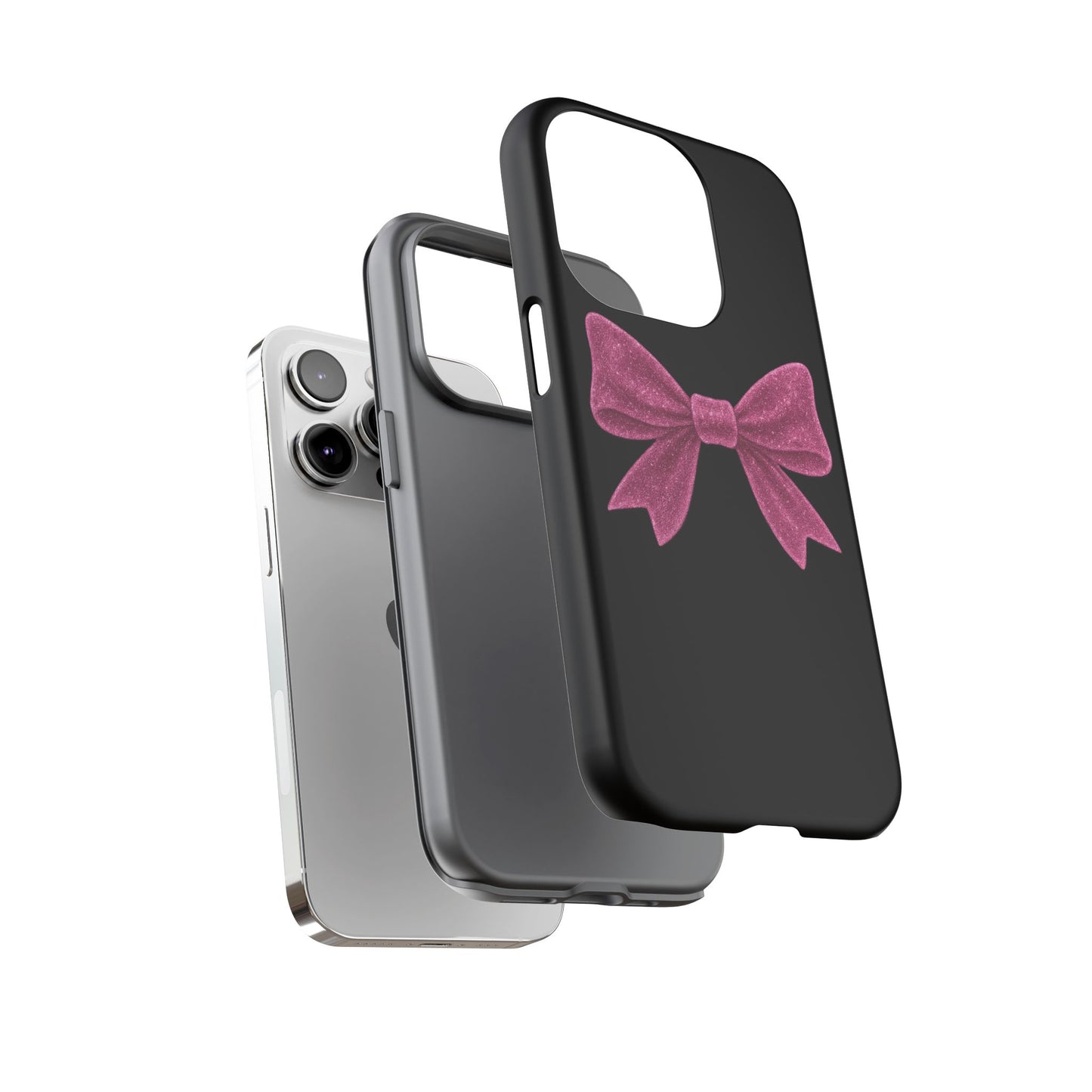 Pink Bow iPhone Case β Coquette Aesthetic Phone Cover β Glitter Soft Girl Tech Accessory β Cute Glossy Pinkcore Case β Gift for Her