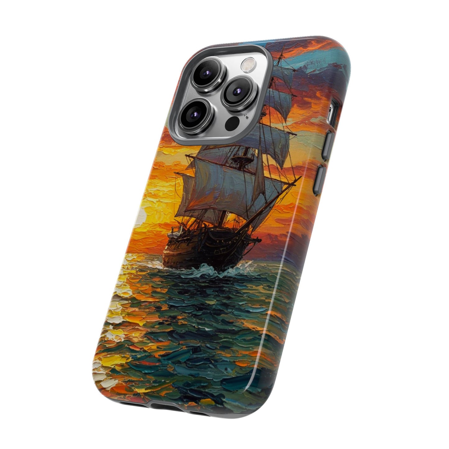 iPhone Case - Ship Sailing at Sunset Design