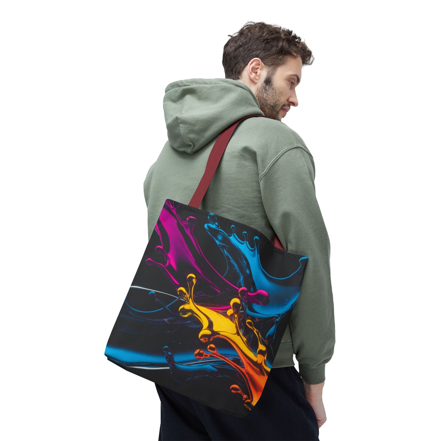 Abstract Neon Splash Tote Bag, Vibrant Colorful Art Bag, Reusable Shopping Bag, Modern Everyday Carryall, Bright Aesthetic Gift For Her