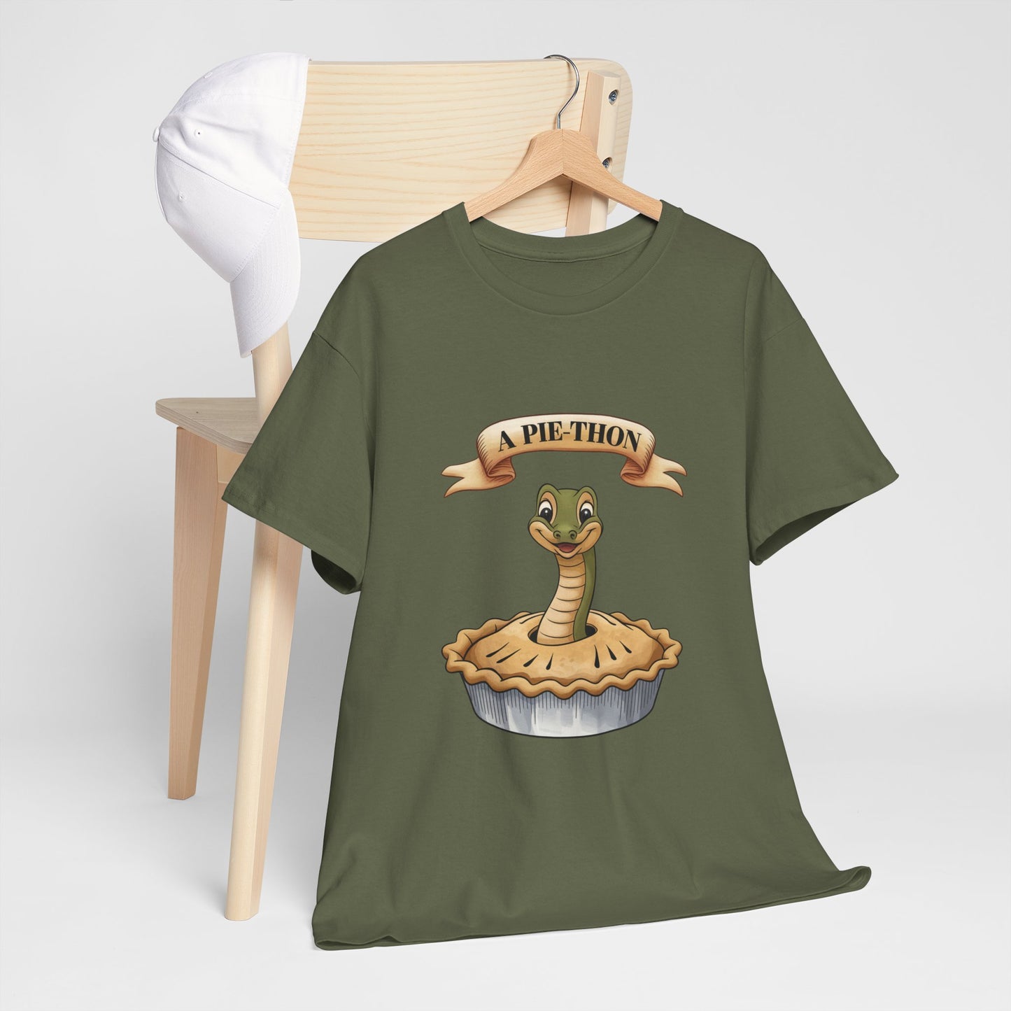 A Pie-Thon Funny Snake Pun Shirt – Cute Animal Joke T-Shirt – Quirky Graphic Tee for Pun Lovers, Reptile Fans, and Unique Gift Ideas