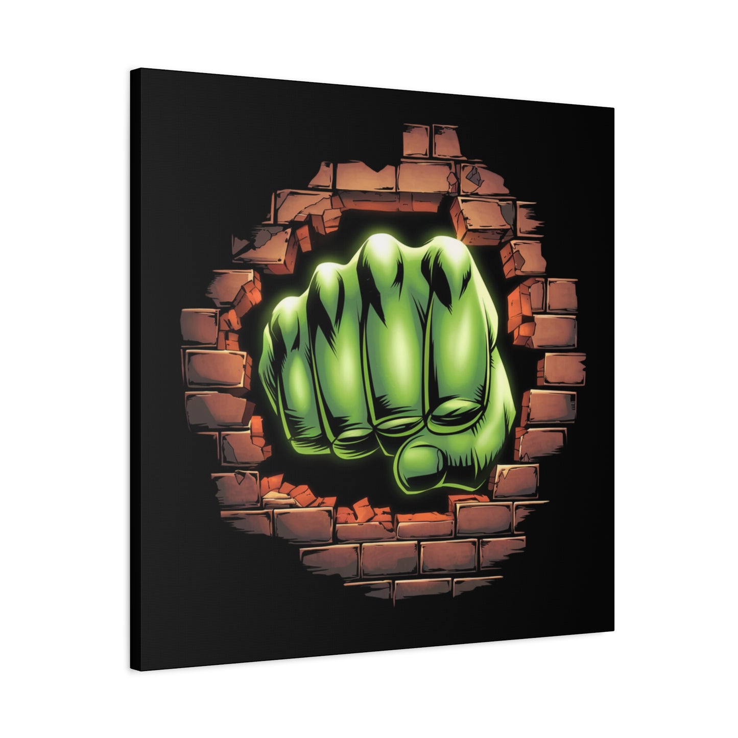 Wall Canvas Green Fist Smashing Design, Wall Art, Comic Canvas