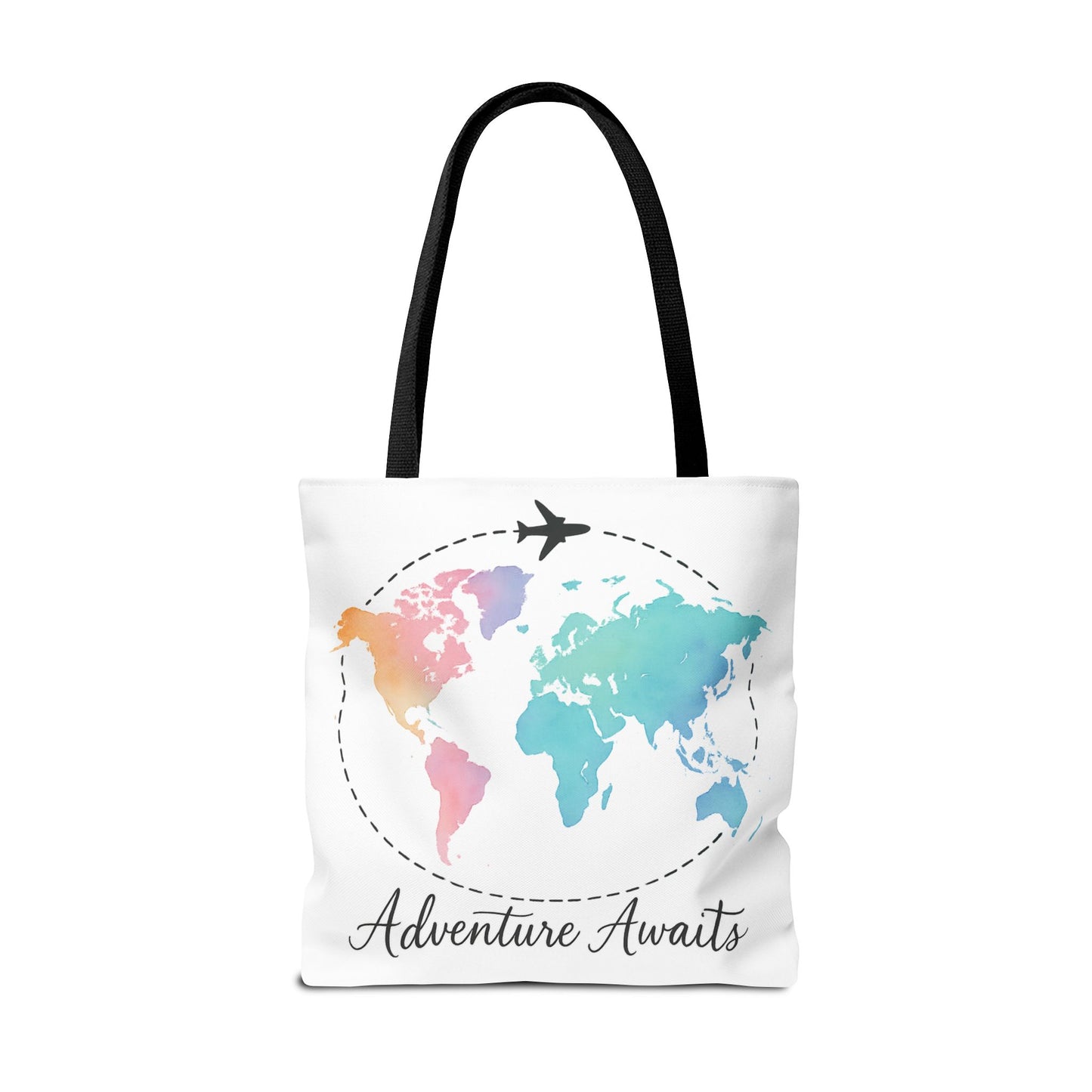 Adventure Awaits Watercolor World Map Tote Bag | Travel Canvas Tote | Wanderlust Gift, Beach, Camping, Airport Carryall, Eco-Friendly