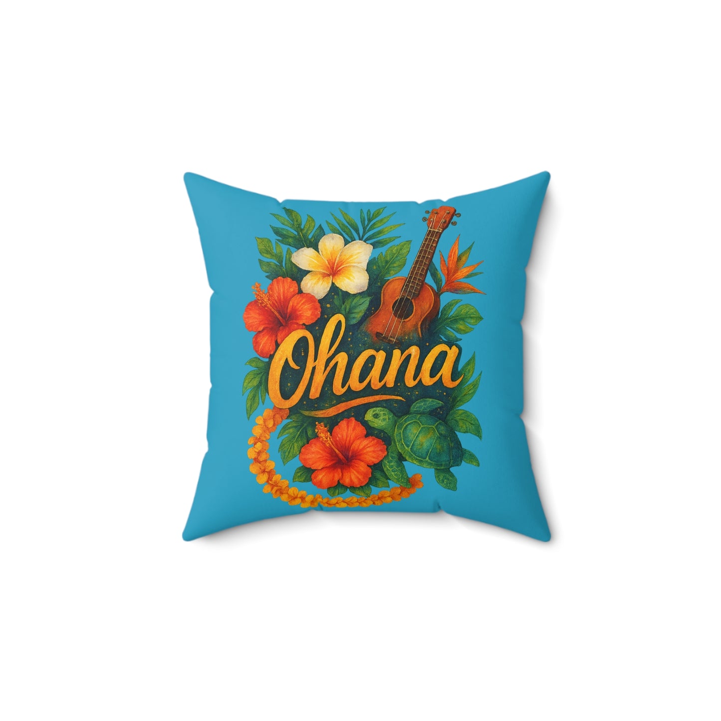 Hawaiian Ohana Throw Pillow | Tropical Decorative Cushion | Beach House Decor | Aloha Gift | Luau Party Pillow | Island Vibes Home Decor