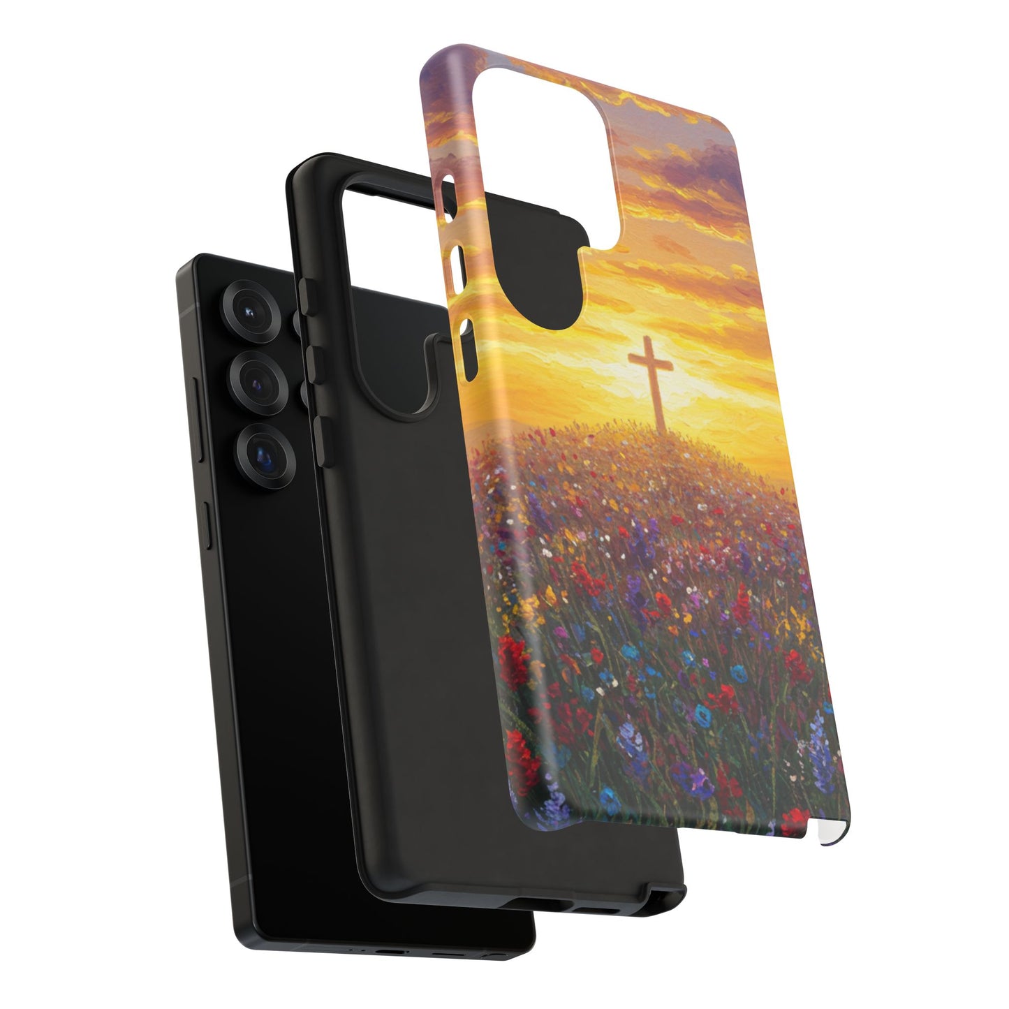 Samsung Phone Case - Monet Style Cross Christian Phone Case Spiritual Case Inspirational Samsung Case