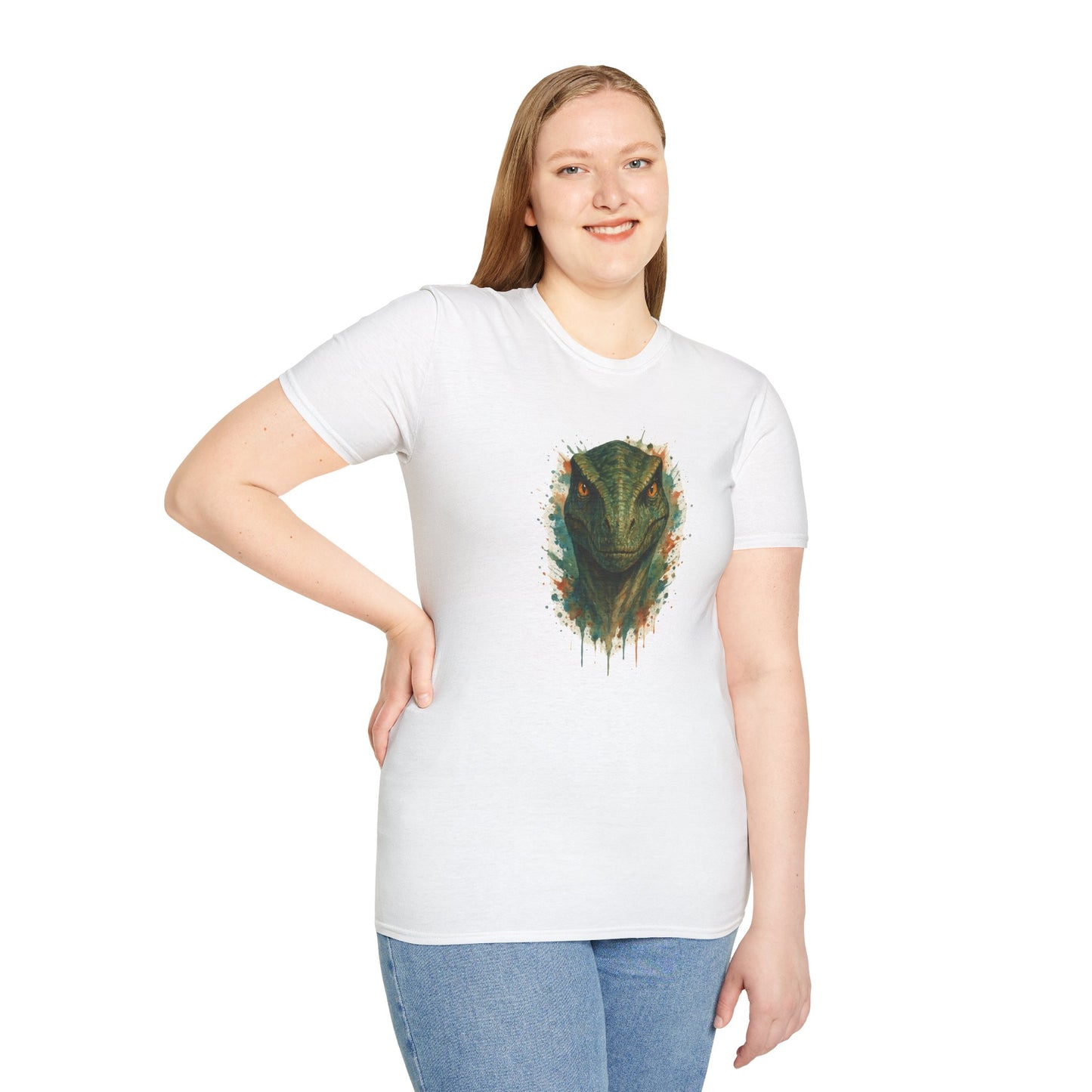 Watercolor Velociraptor T-Shirt | Dinosaur Lover Gift | Artistic Paleo Tee - Unique Dino Art Tee for Men Women Jurassic Apparel