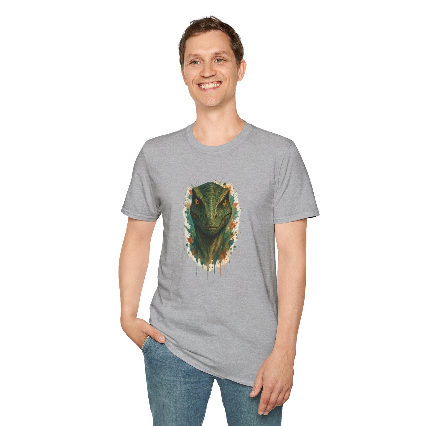 Watercolor Velociraptor T-Shirt | Dinosaur Lover Gift | Artistic Paleo Tee - Unique Dino Art Tee for Men Women Jurassic Apparel
