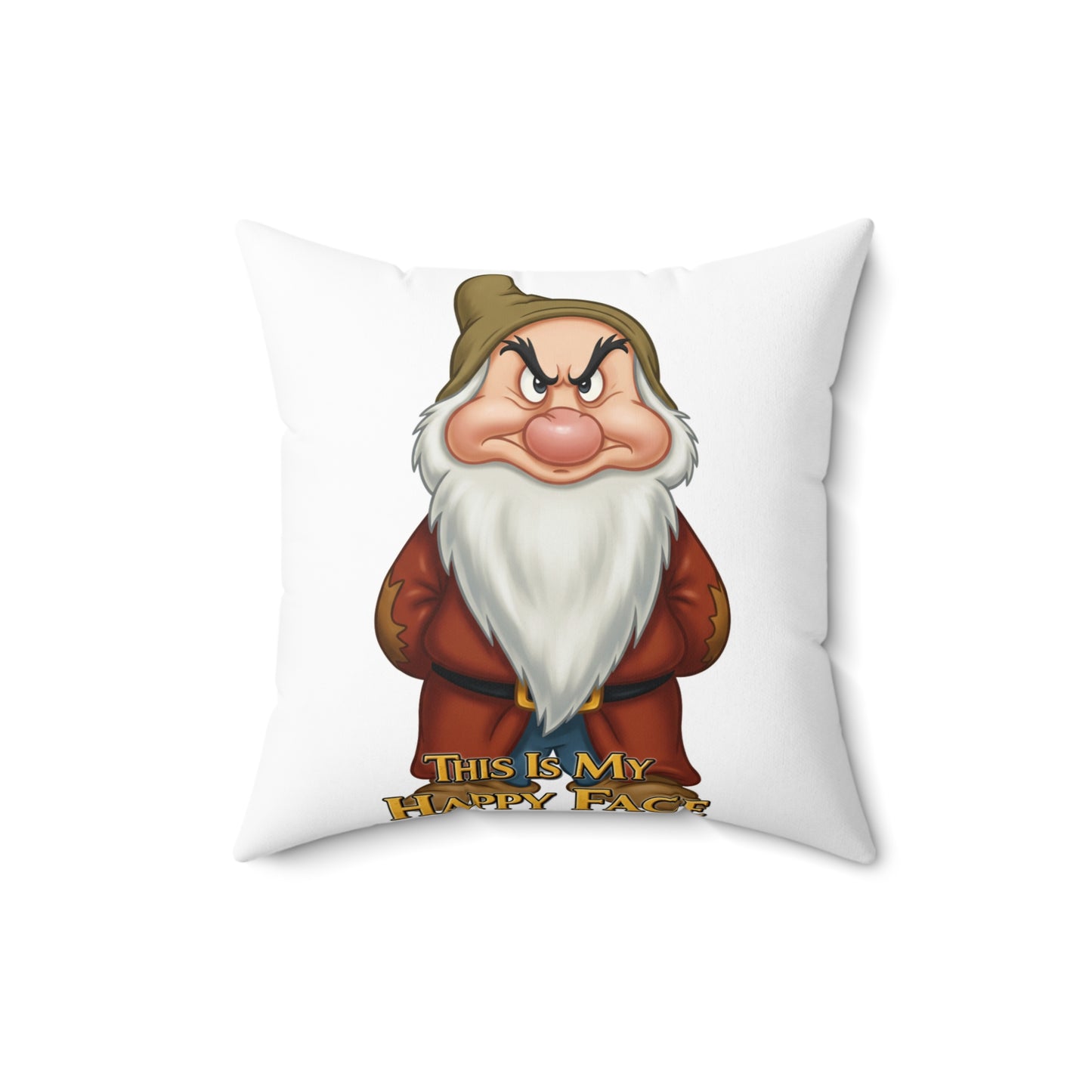 Funny Gnome 'This Is My Happy Face' Pillow - Perfect Home Decor for Gnome Lovers