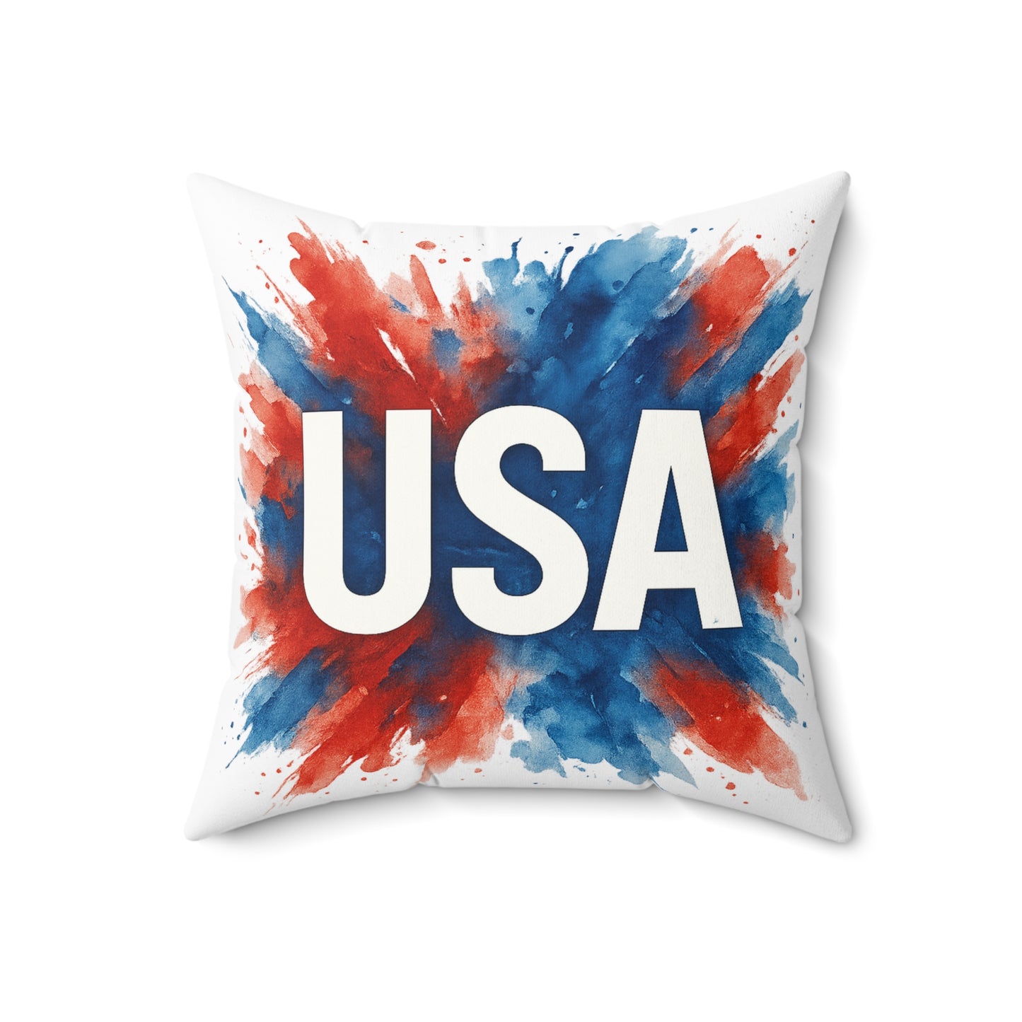 USA Watercolor Throw Pillow - Patriotic Red White and Blue Decor, Double-Sided Cushion, 4th of July Accent, Cover and Insert Included