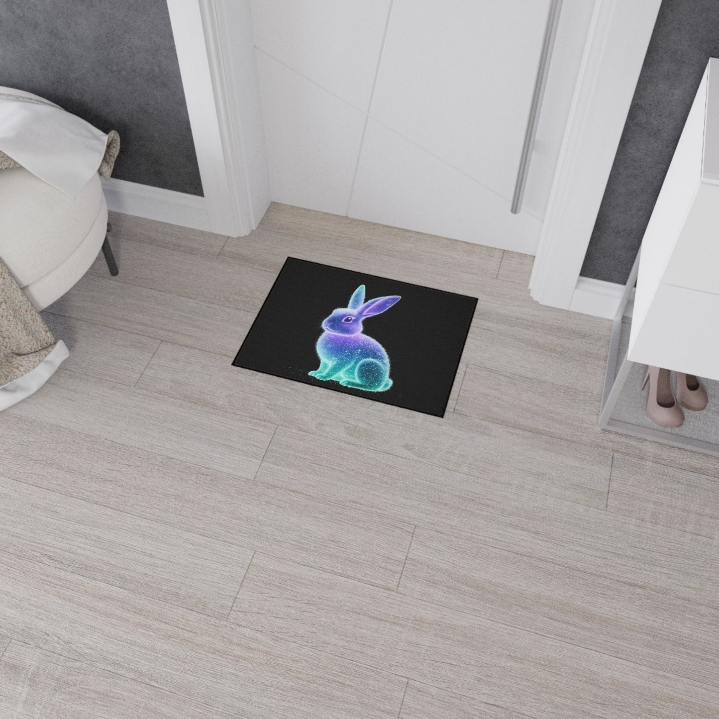 Floor Mat Bioluminescent Easter Bunny Welcome Mat Bunny Door Mat