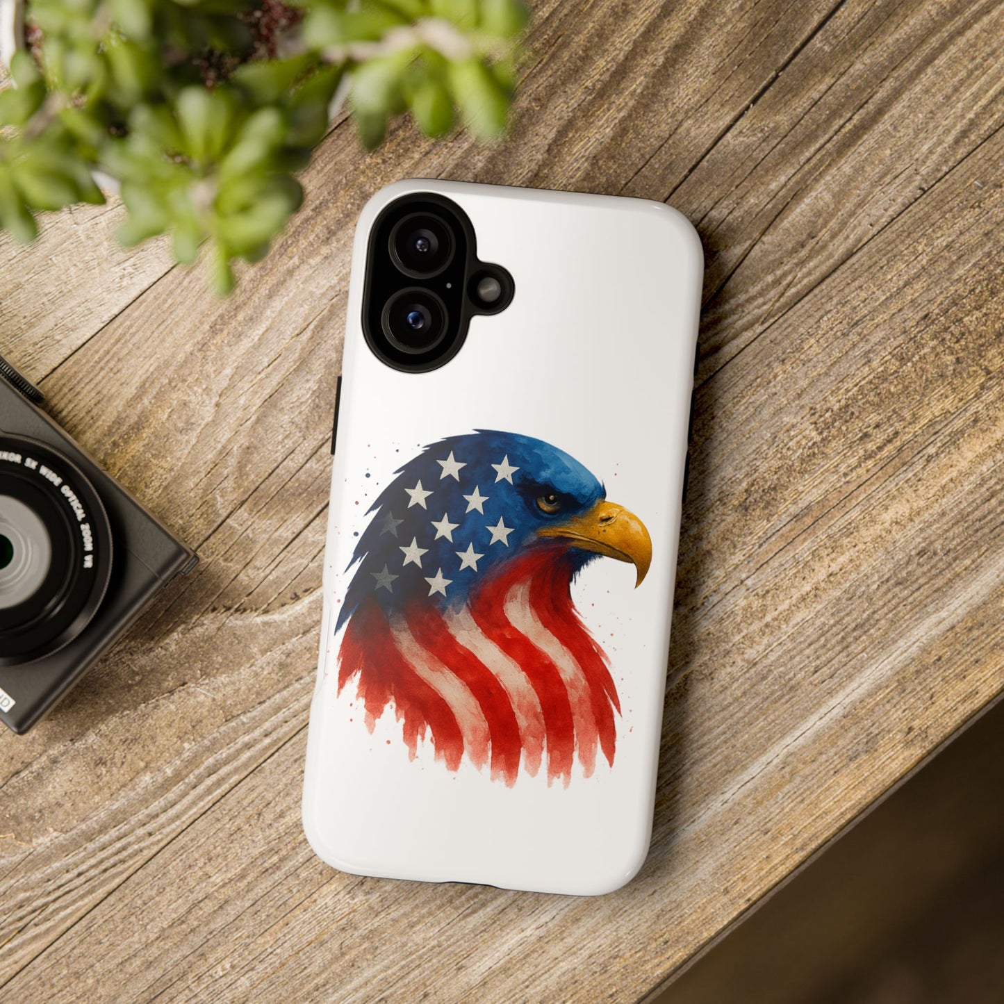 Patriotic Eagle iPhone Case - USA Flag Tough Cover, Dual-Layer Rugged Protection, 4th of July and Veteran Gift