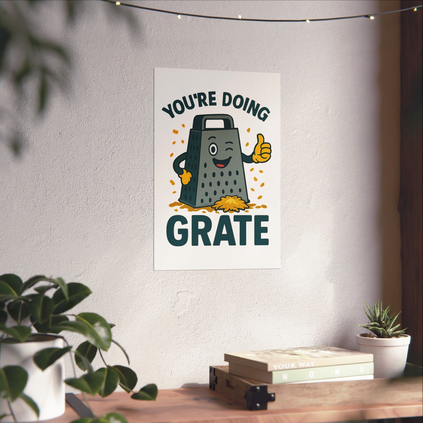 Poster - 'You're Doing Grate' Funny Decor Gift for Chef Kitchen Decoration Inspirational Saying for Cheese Lovers