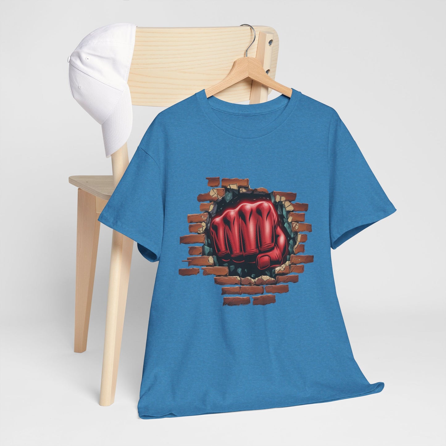 Impact Fist Graphic T-Shirt – Punch Through Brick Wall Design | Bold Streetwear Tee for Fighters, Gym & Edge-Lovers