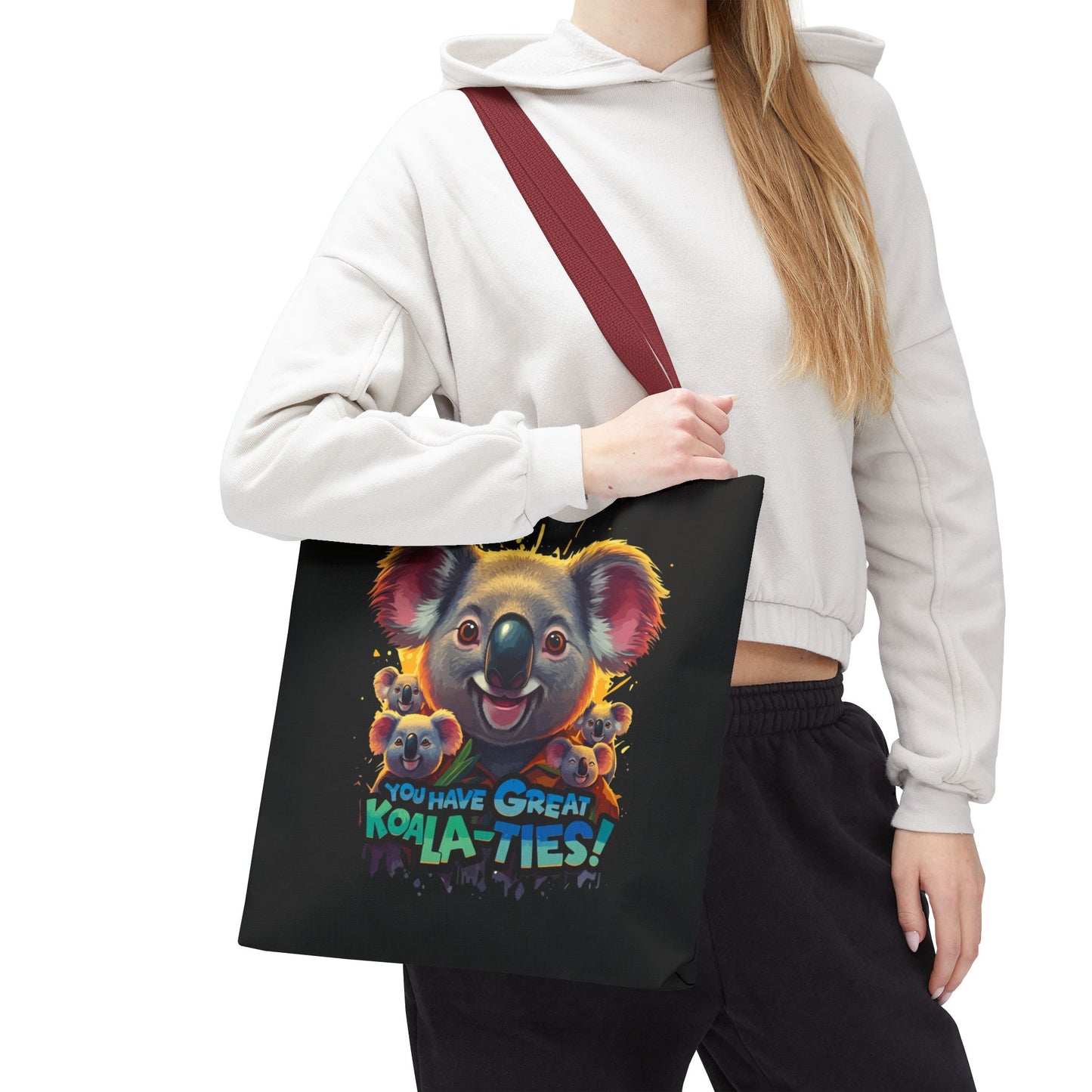 Koala Tote Bag – Funny Animal Pun Bag with Cute Koala Design – Reusable Grocery, Beach, or Everyday Carry Bag – Gift for Koala Lovers