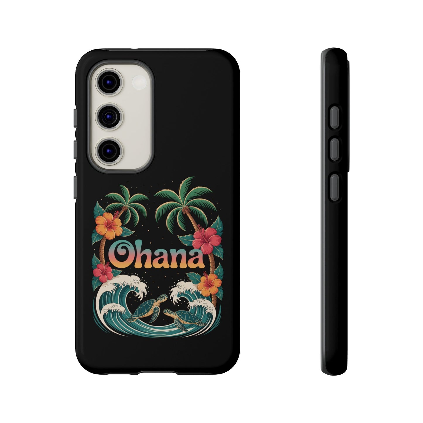 Tropical Ohana Samsung Case - Summer Beach Phone Cover - Hawaiian Palm & Hibiscus Design - Rugged & Glossy Protector for Galaxy