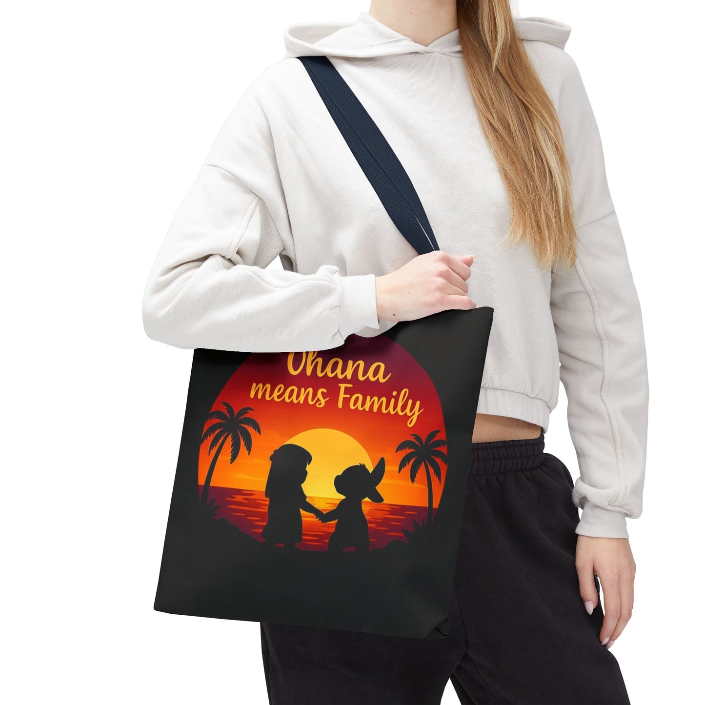 Ohana Means Family Tote Bag – Lilo and Stitch Inspired Bag, Hawaiian Quote, Disney Aesthetic Gift, Reusable Grocery or Beach Bag