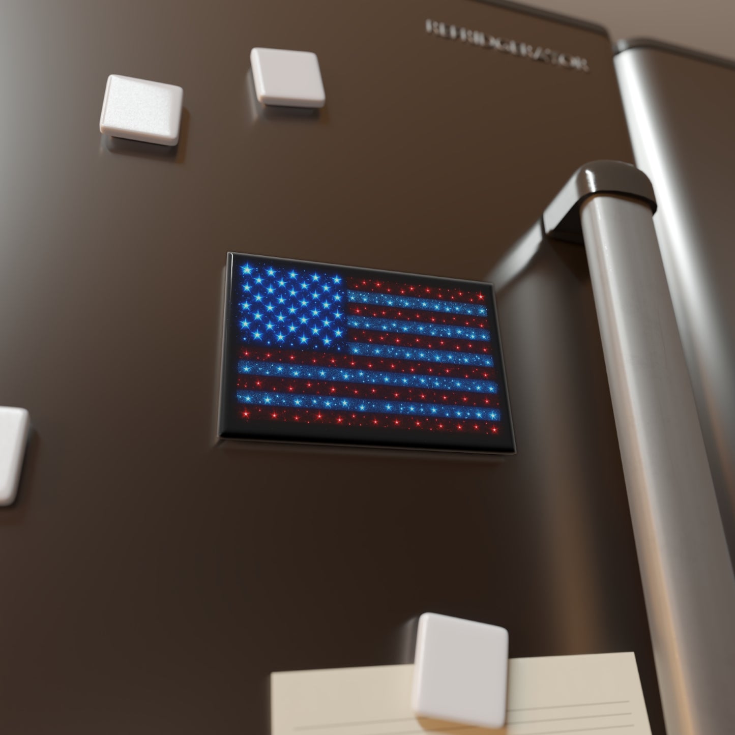 Bioluminescent USA Flag Fridge Magnet - Patriotic Red White Blue Kitchen Décor, 4th of July Veteran Gift, American Pride Home Accent