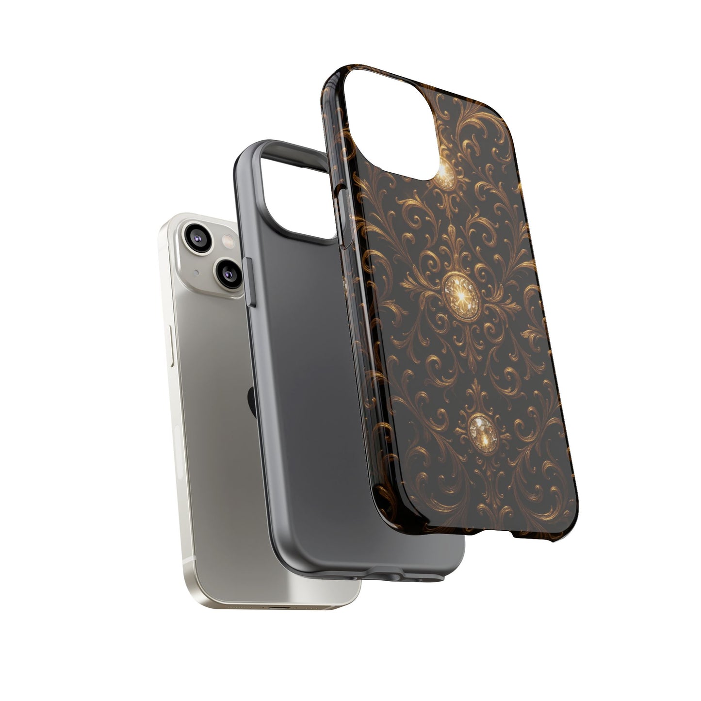 Baroque iPhone Case β Elegant Gold Floral Scroll Design for iPhone 16, 15, 14, 13, Pro Max & More