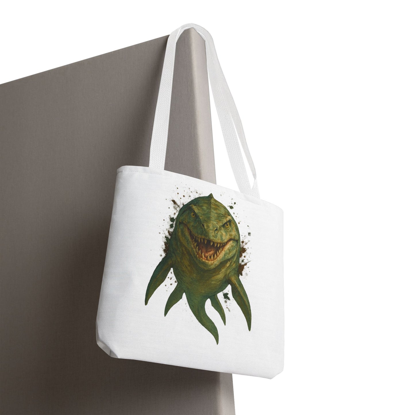 Watercolor Mosasaurus Tote Bag - Prehistoric Sea Monster Art, Dinosaur Ocean Reptile Gift, Eco Canvas Bag for Dino and Marine Fans