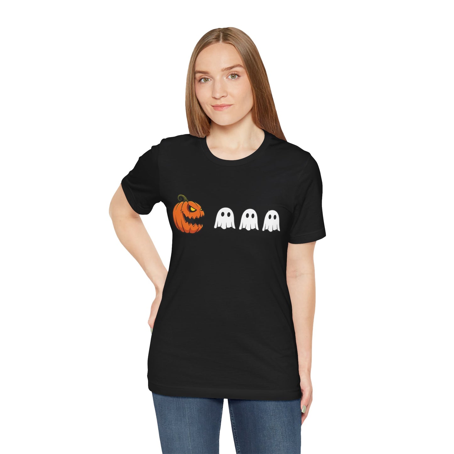 Pumpkin Pac-Man Shirt, Halloween Arcade Tee, Pumpkin Chase Ghosts Tee, Retro Gaming Halloween, Spooky Season Shirt, Vintage Game Pumpkin Top