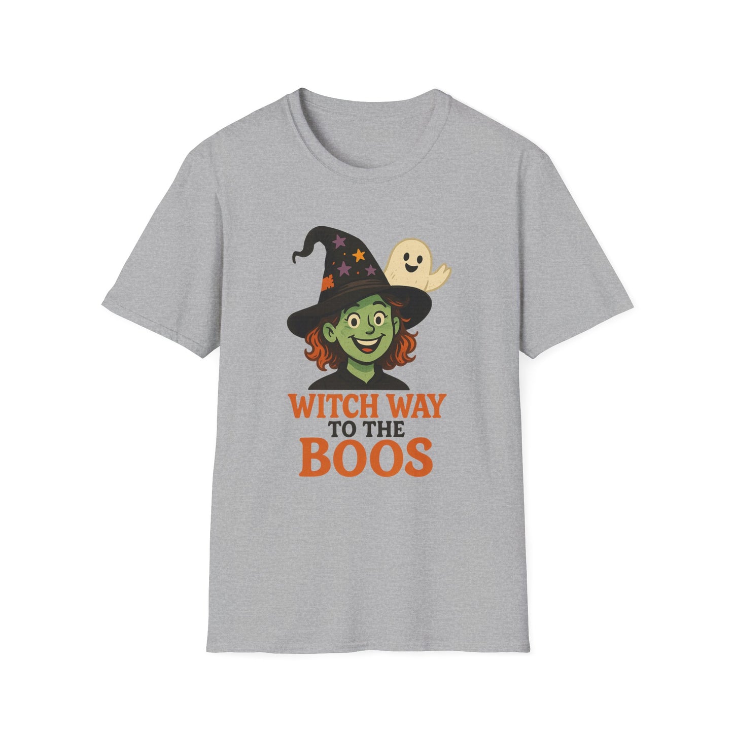 Witch Way to the Boos Halloween Shirt | Cute Witch and Ghost T-Shirt | Spooky Season Graphic Tee | Funny Halloween Costume Top