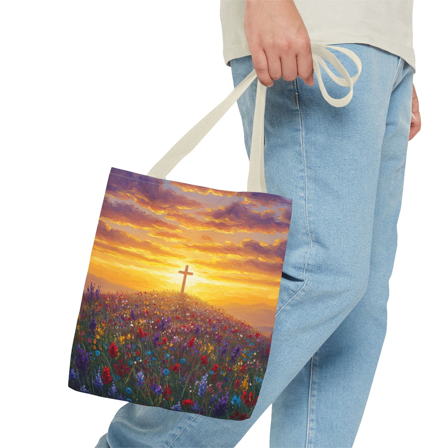 Cross Painted Tote Bag Christian Bag Inspirational Tote Spiritual Bag Religious Tote Bag