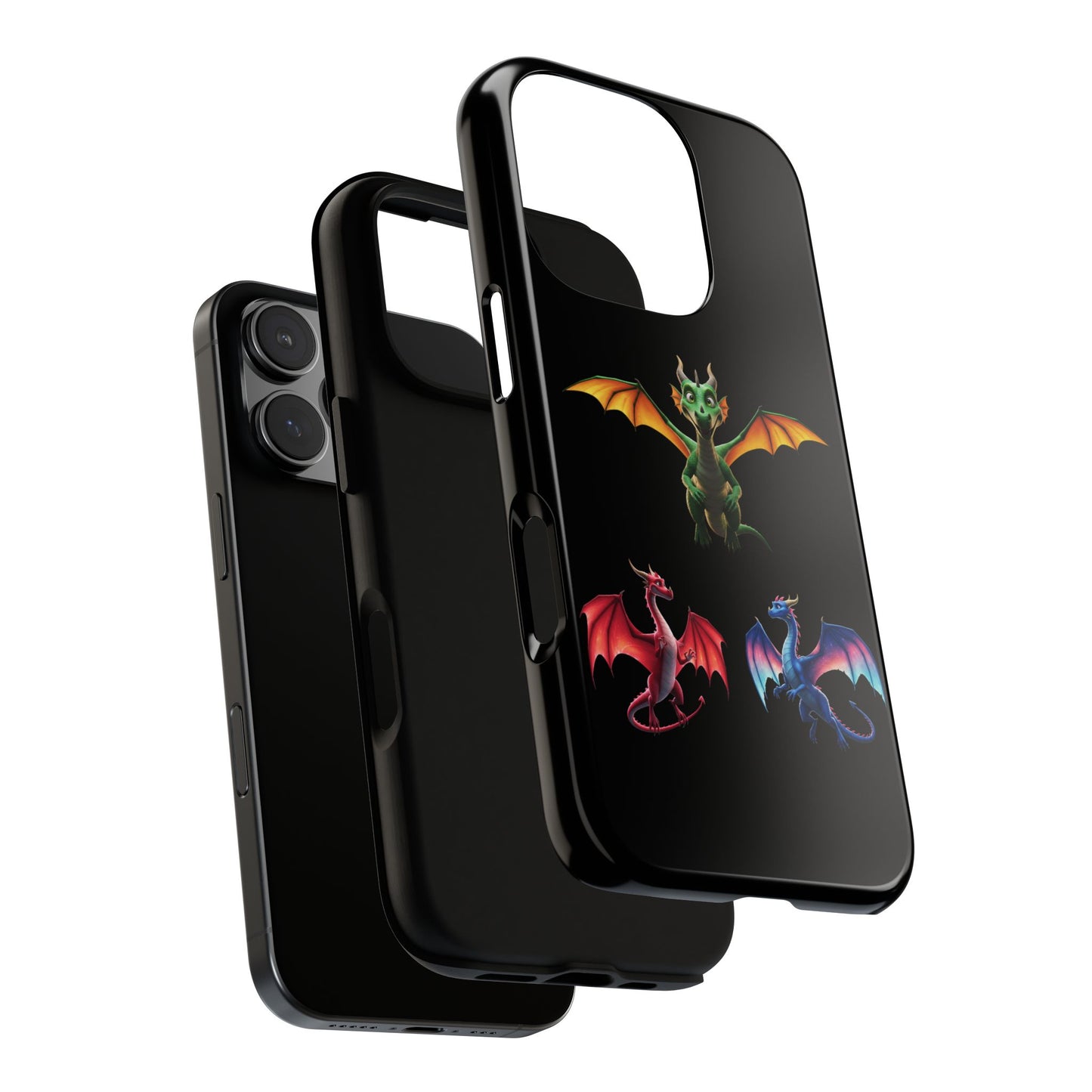 Vibrant Fantasy Dragon iPhone Case - Tough Armor Cover for iPhone 15/14/13 - Colorful Mythical Wings Gift for Dragon Lovers
