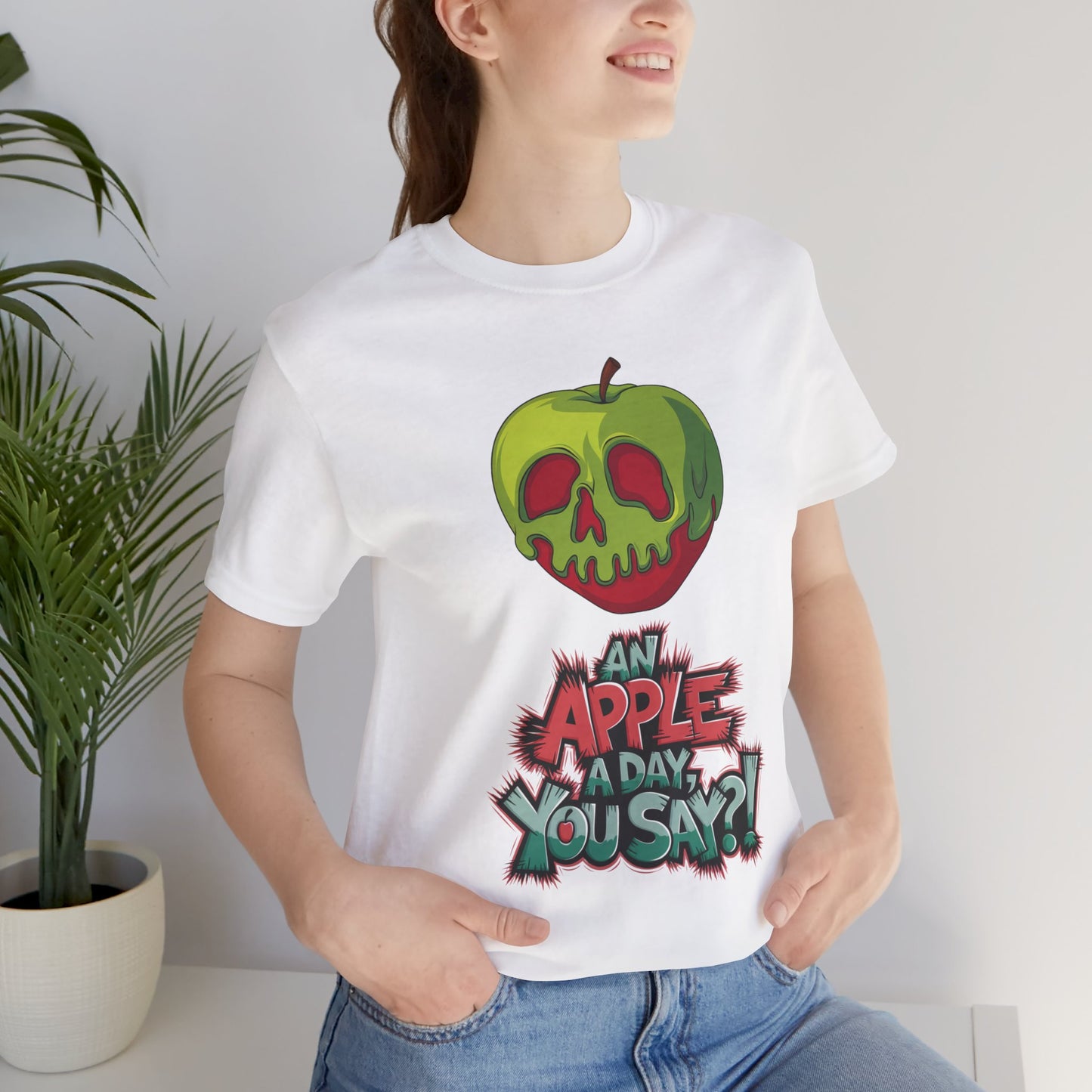 Funny Apple Skull Shirt – An Apple A Day You Say? – Grunge Fruit Tee – Y2K Nostalgia T‑Shirt – Gift for Fruit Lovers