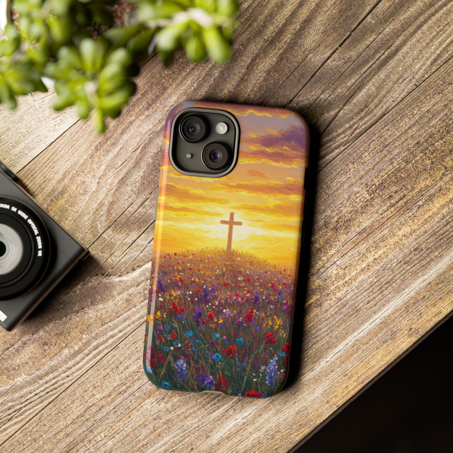 iPhone Case: Monet Style Cross Phone Case Christian Case Inspirational iPhone Case Spiritual Phone Case