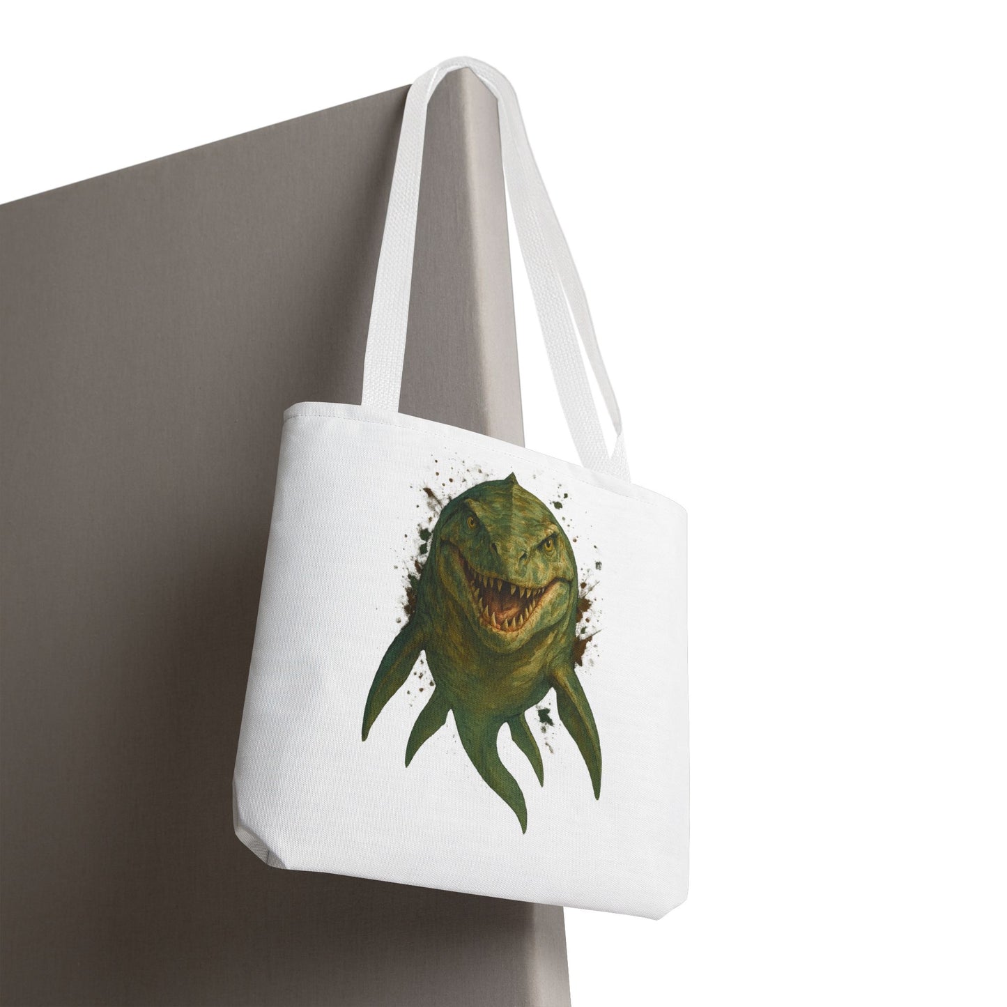 Watercolor Mosasaurus Tote Bag - Prehistoric Sea Monster Art, Dinosaur Ocean Reptile Gift, Eco Canvas Bag for Dino and Marine Fans
