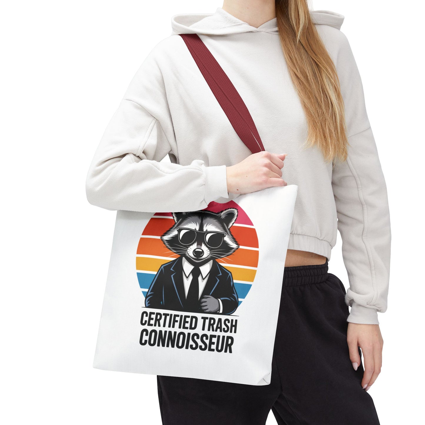 Certified Trash Connoisseur Raccoon Tote Bag Fun and Quirky Everyday Carry Trash Panda Bag