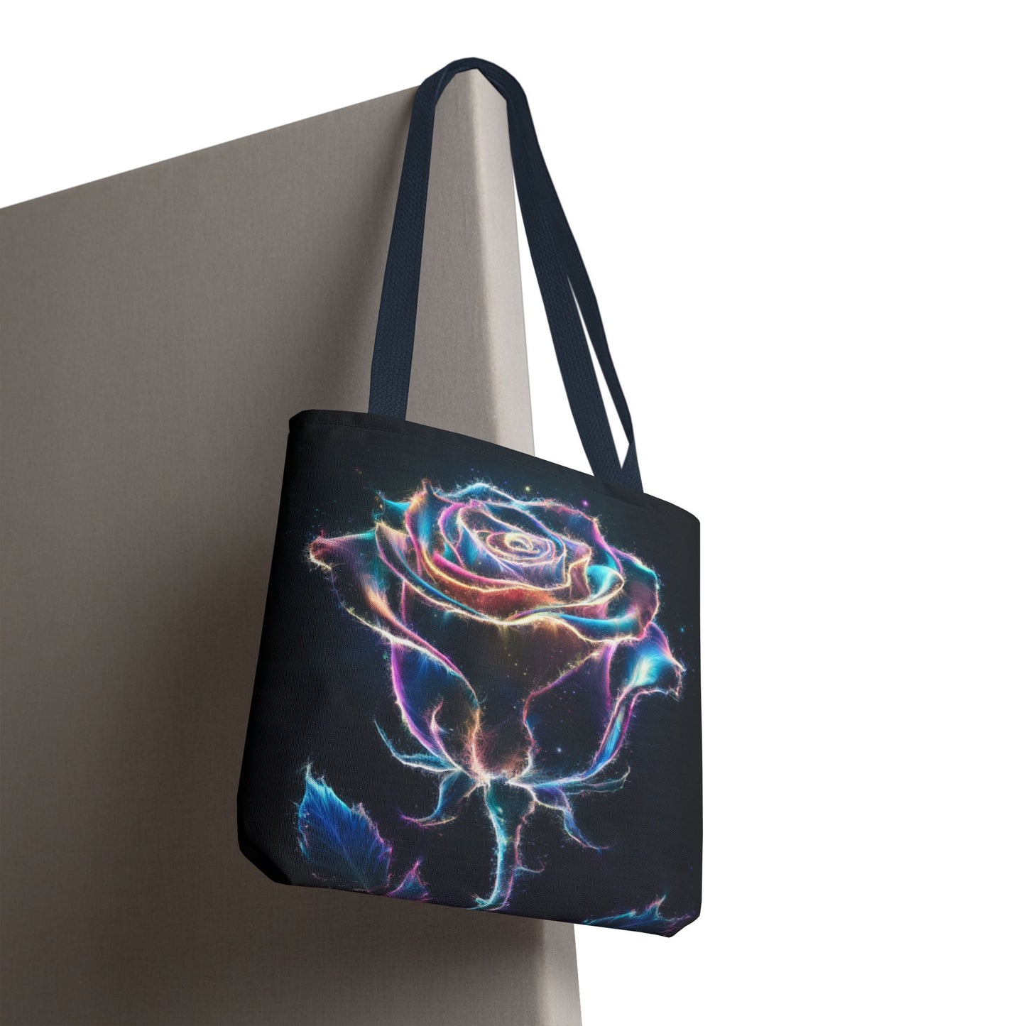 Neon Rose Tote Bag • Electric Floral Art Tote • Neon Glow Rose Canvas Carry-All • Vibrant Statement Floral Tote • Gift for Art Lovers