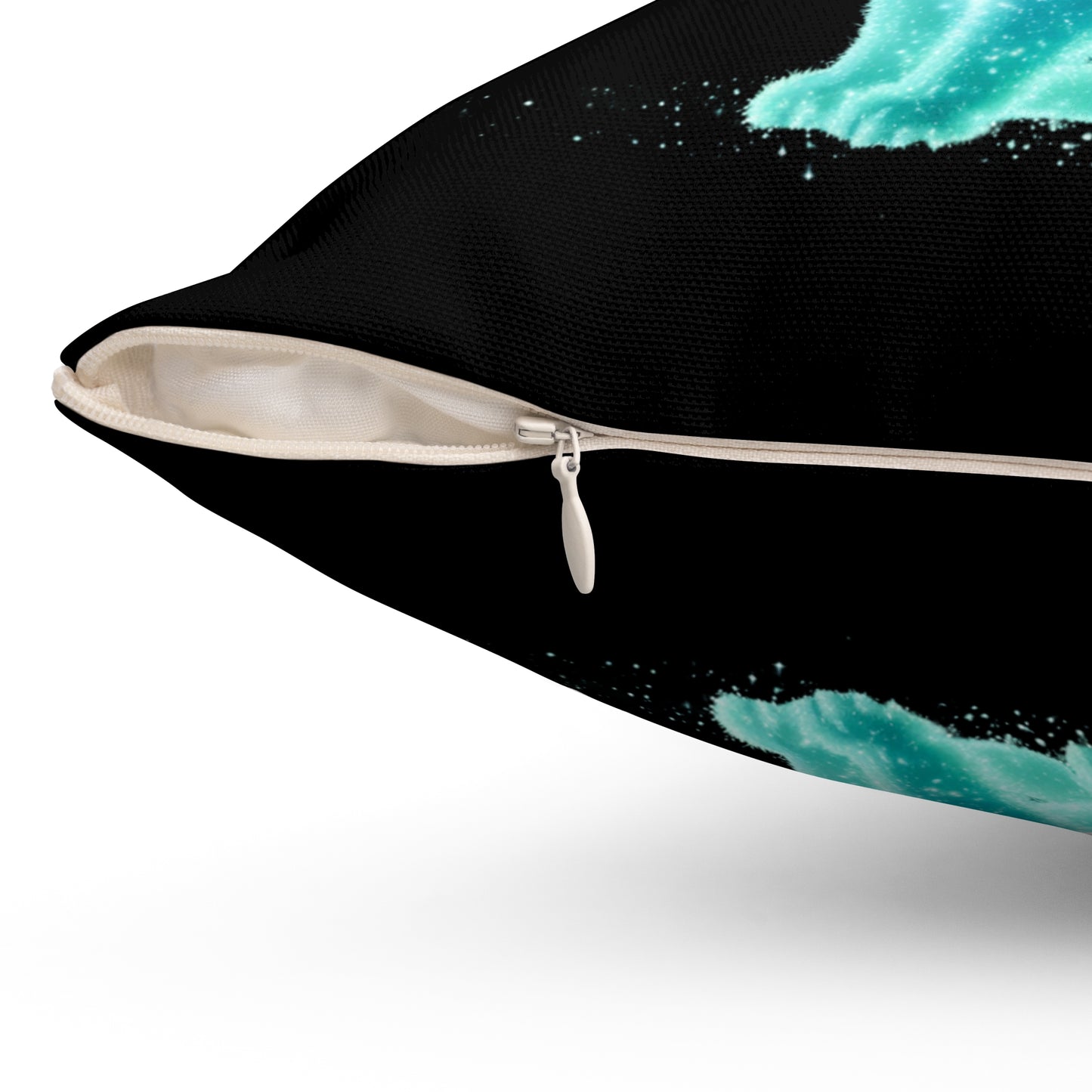 Square Pillow with Bioluminescent Easter Bunny Design