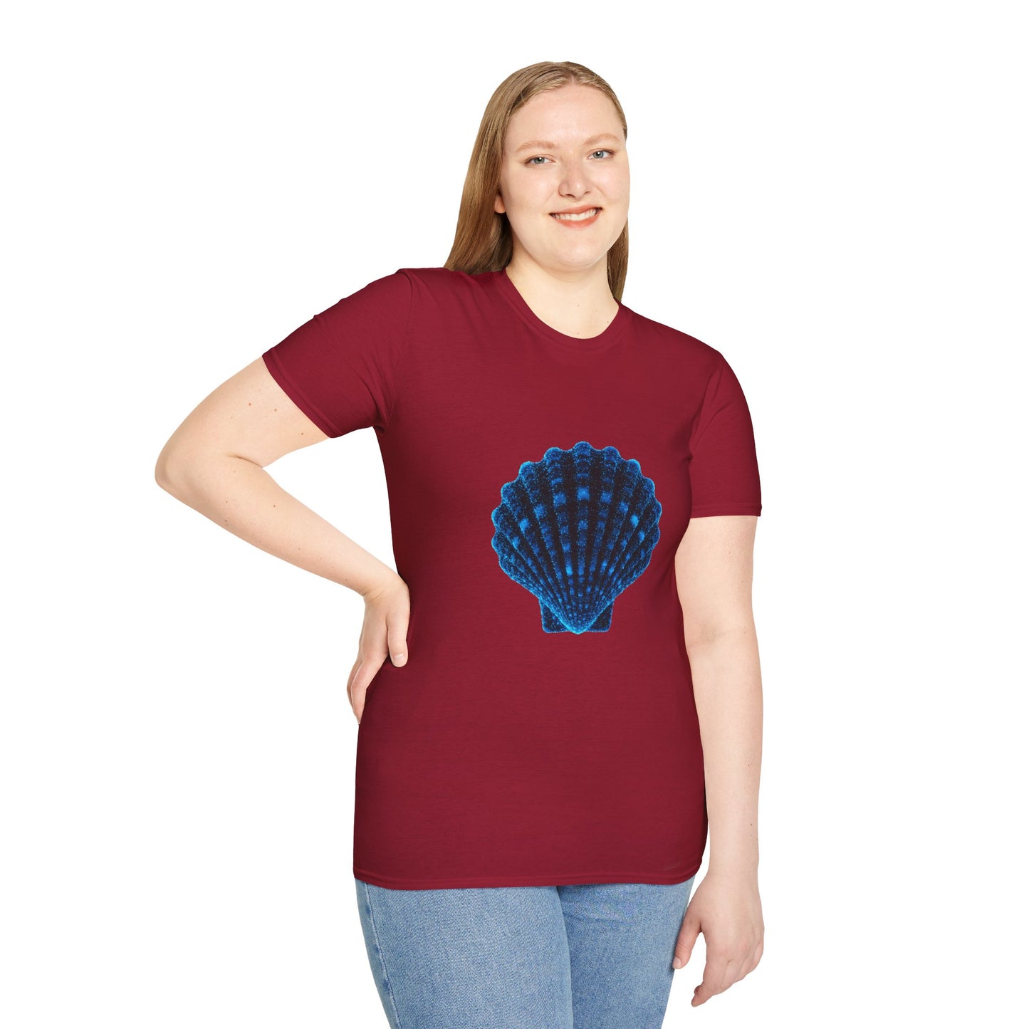 Geometric Digital Shell T‑Shirt • Nature Inspired Graphic Tee • Cottagecore, Y2K Nostalgia, Bold Minimalist Women & Men Gift
