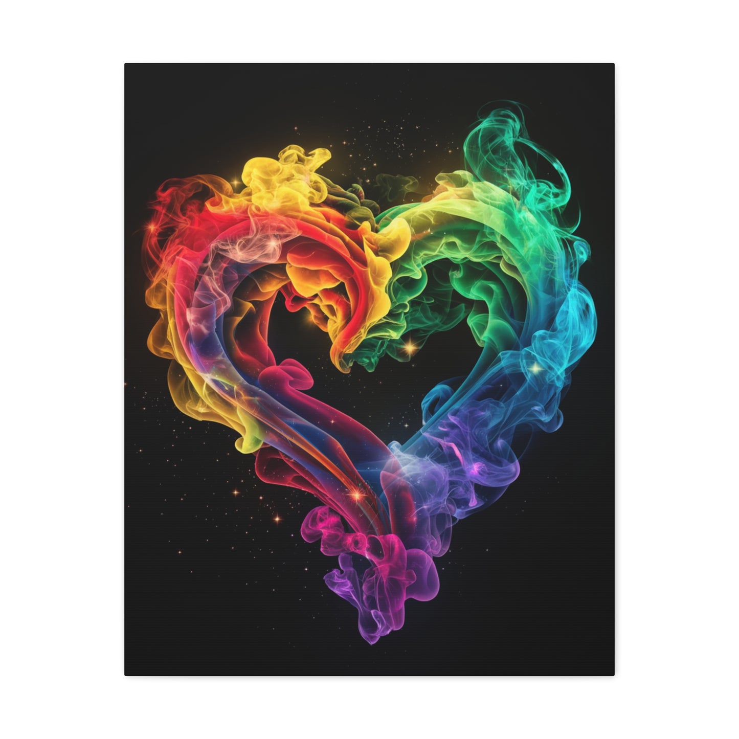 Canvas Art Print - Colorful Smoke Heart Design