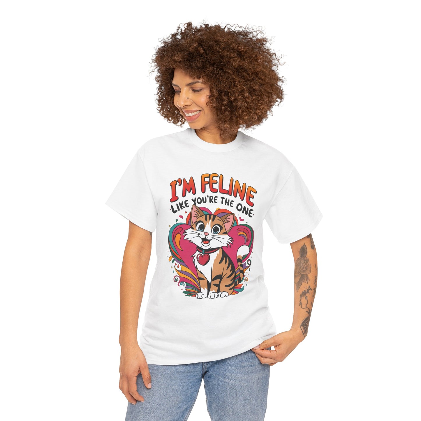 Valentines Cat Tee - Unisex Heavy Cotton