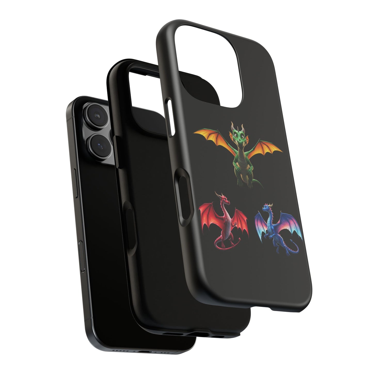 Vibrant Fantasy Dragon iPhone Case - Tough Armor Cover for iPhone 15/14/13 - Colorful Mythical Wings Gift for Dragon Lovers