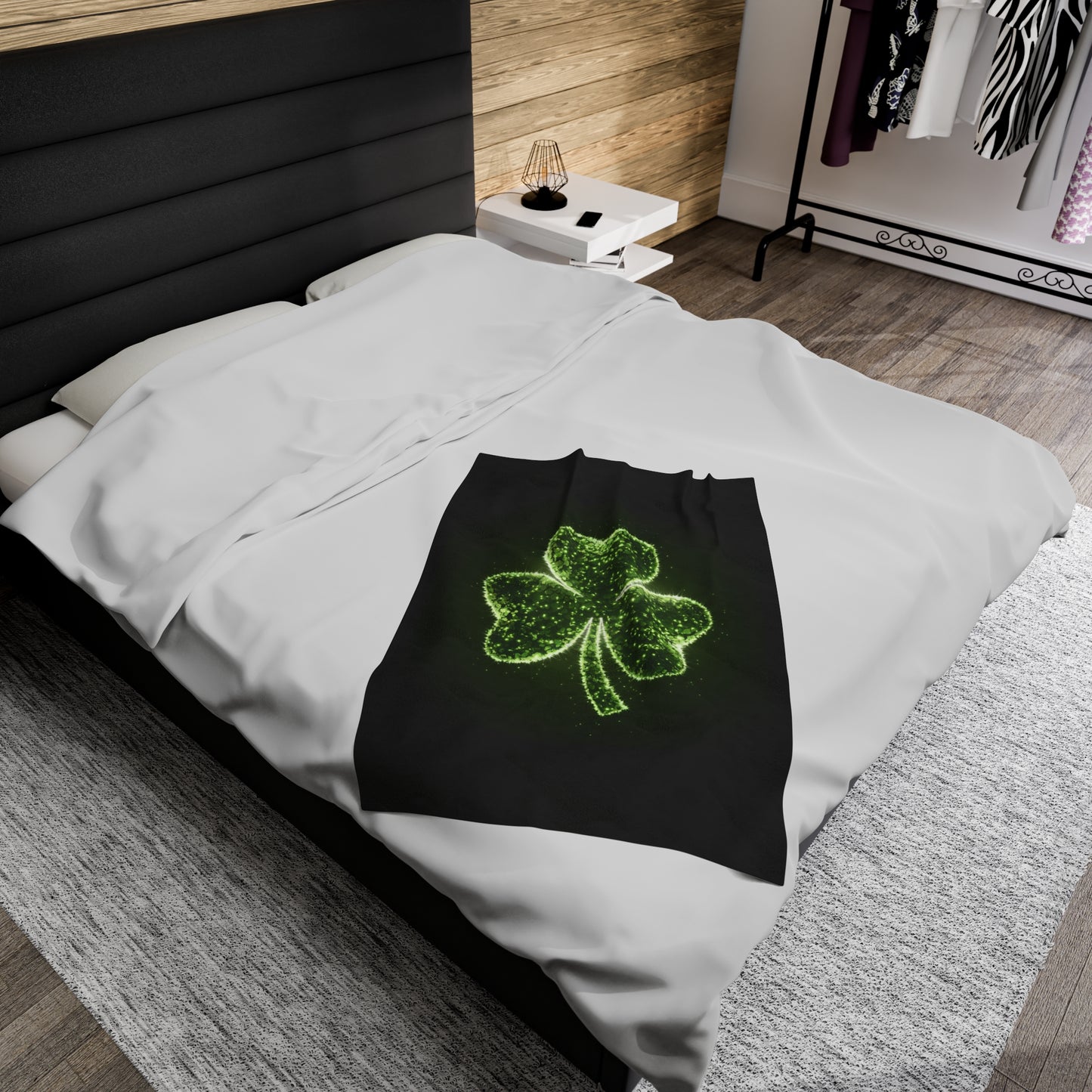 Plush Blanket with Shamrock Design