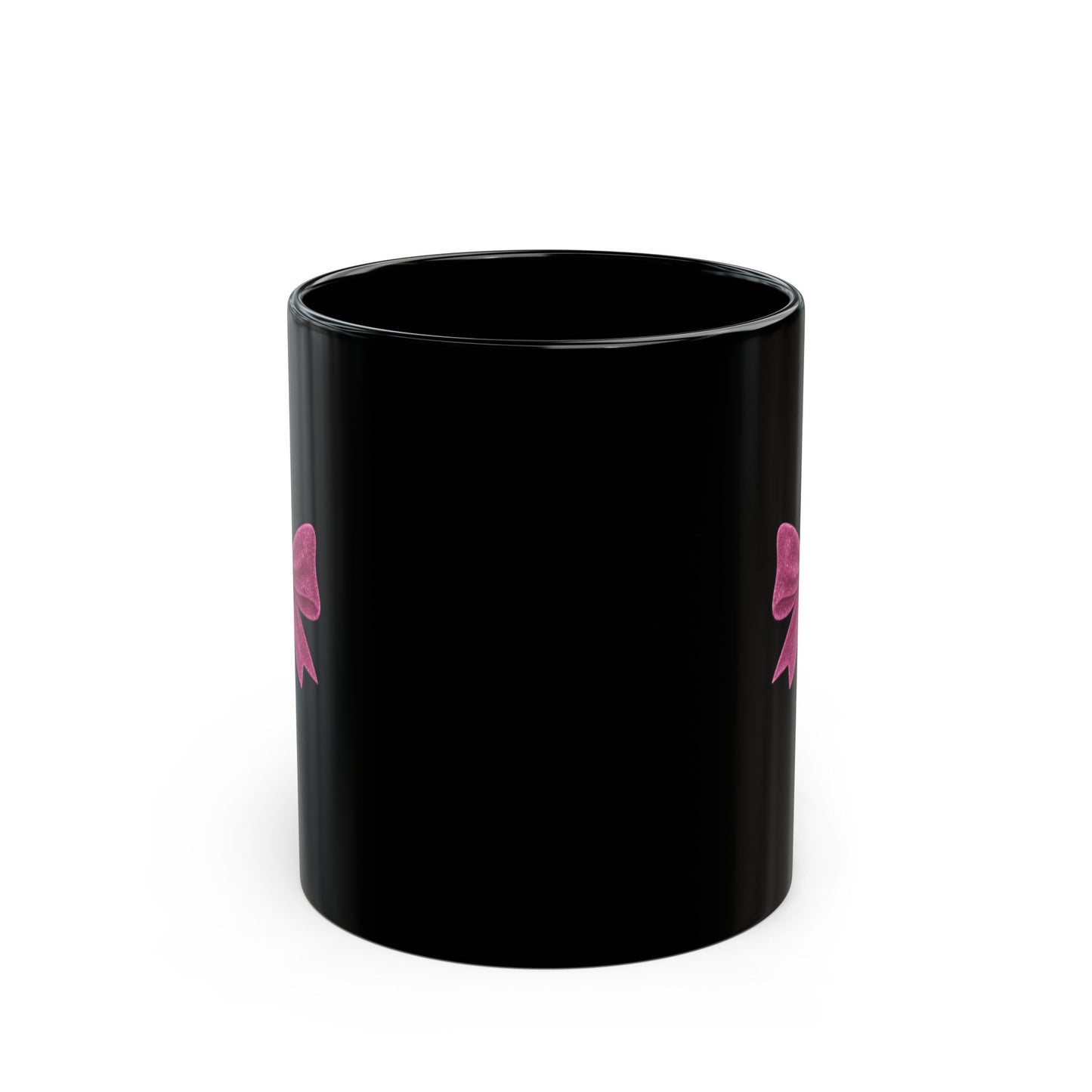 Black Mug with Pink Bow – Aesthetic Coffee Mug for Women | Cute Girly Gift, Desk Accessory, Kawaii Style Cup for Coworkers & Friends