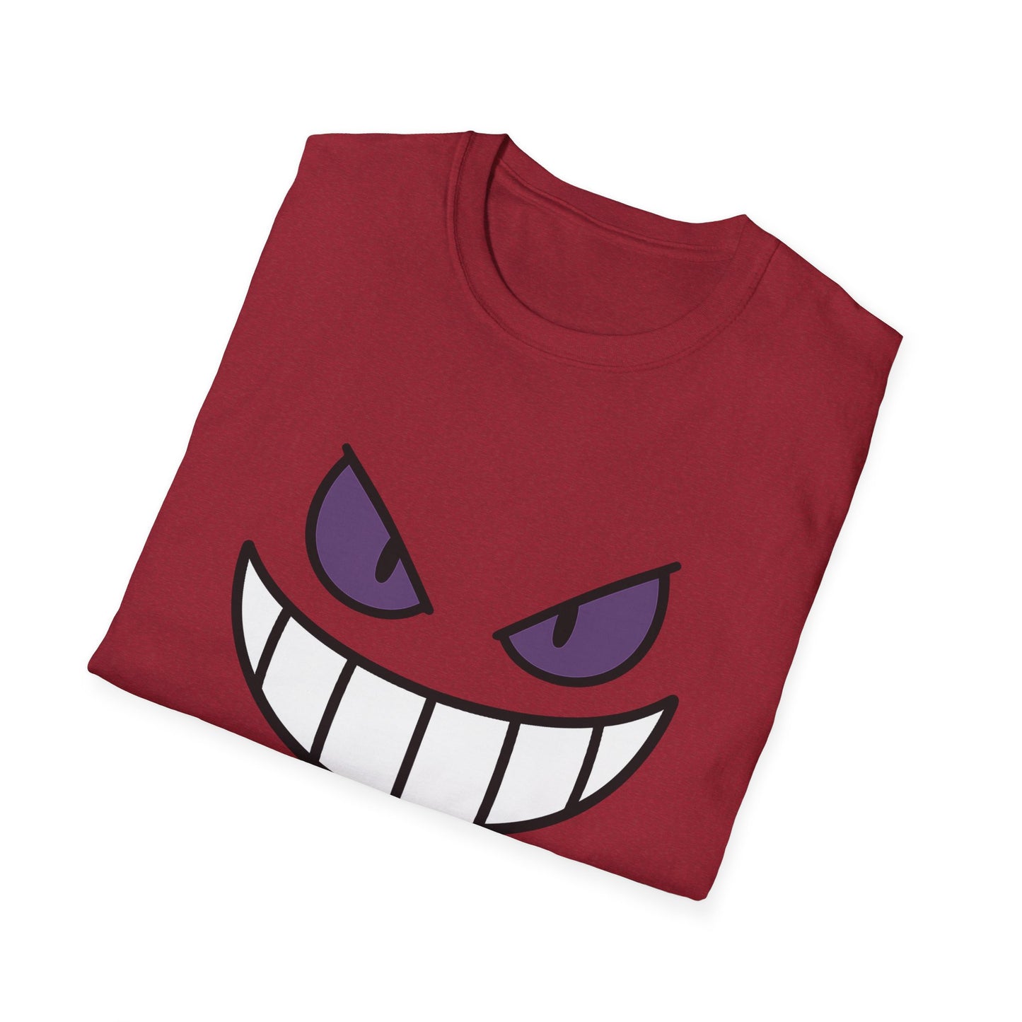 Mischievous Shadow Face Tee - Purple Eyes and Big Grin Graphic Shirt | Spooky Cute Gift, Retro Gaming Vibe, Funny Halloween Unisex Top