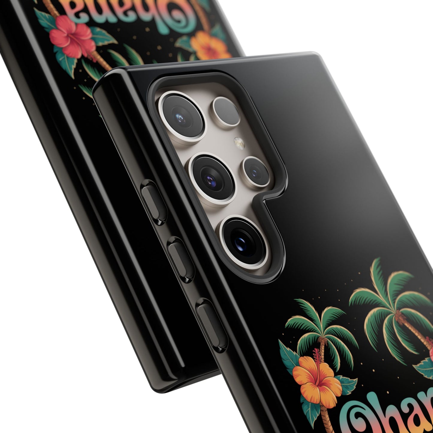 Tropical Ohana Samsung Case - Summer Beach Phone Cover - Hawaiian Palm & Hibiscus Design - Rugged & Glossy Protector for Galaxy