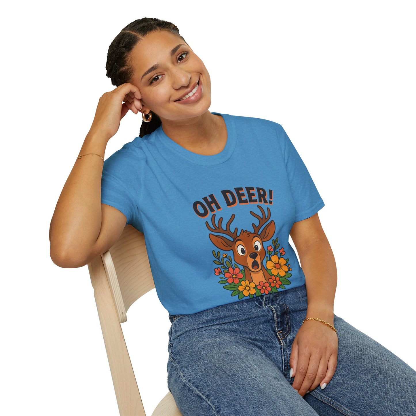 Oh Deer! Cute Floral Deer Graphic Tee | Funny Animal Lover Gift, Personalized, Nature Woodland Shirt, Deer Mom | Gift for Her Him