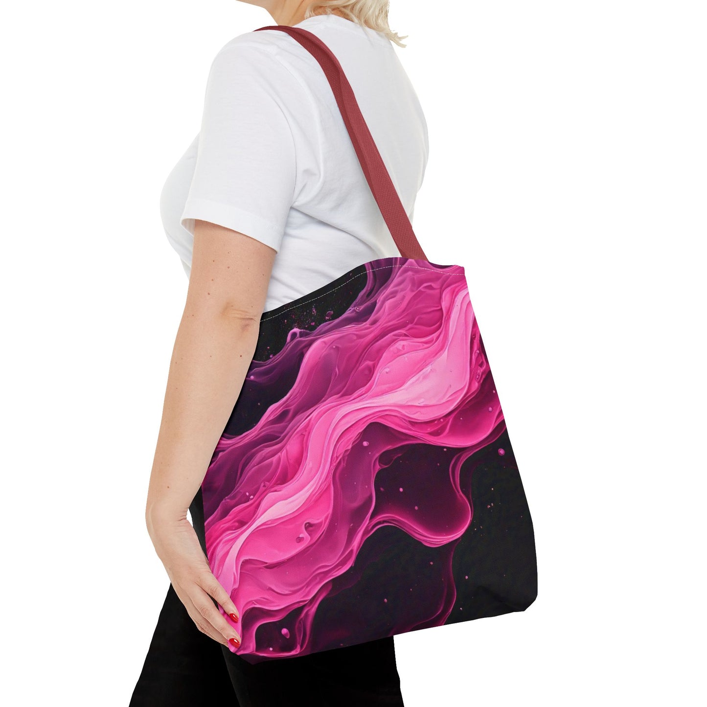 Pink Abstract Tote Bag | Bold Magenta Swirl Art Print Tote | Abstract Expressionism Carryall | Statement Shopper | Canvas Tote Bag