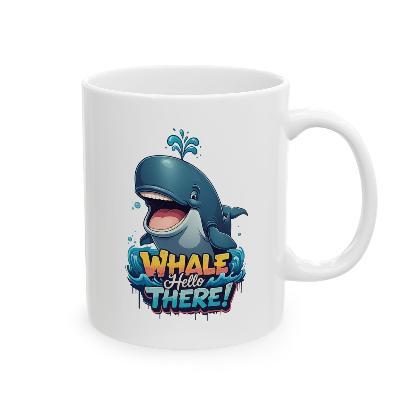 Whale Hello There Mug – Cute Ocean Whale Cartoon Coffee Tea Cup – Funny Pun Design – Nature Animal Lover Gift – Cottagecore Aesthetic Mug